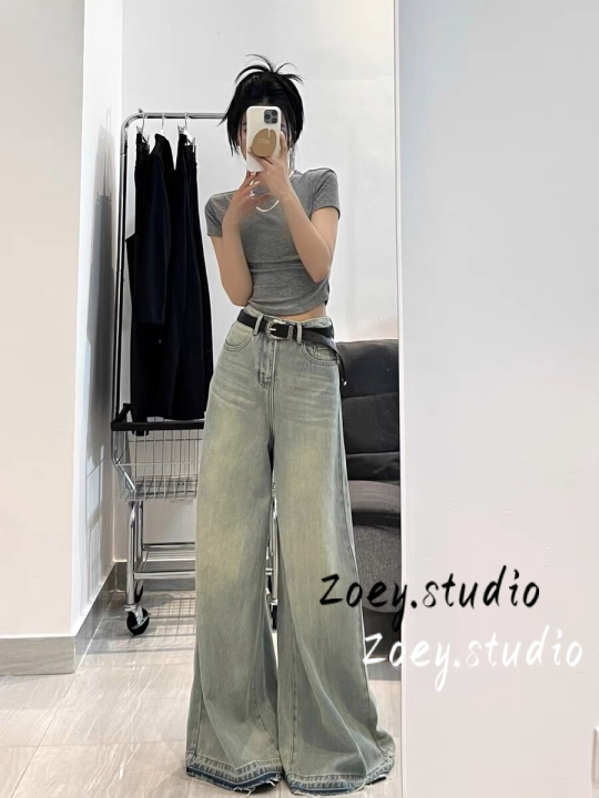 zoey-studio-กางเกงยีนส์-กางเกงขายาว-กางเกงคาร์โก้ผู้หญิง-กระชับ-ความสะดวกสบายความสะดวกสบาย-ลำลอง-2023-new-wnk23906g6-36z230909
