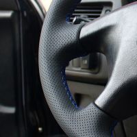 Black Artificial Leather DIY Hand-stitched Car Steering Wheel Cover for Mitsubishi Pajero Old Mitsubishi Pajero Sport