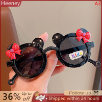 ? Heeney แว่นตาลายการ์ตูนแว่นกันแดดฤดูร้อนสีสันสดใสแว่นกันแดดสำหรับเด็กมองเห็นชัดเจนแว่นตาสำหรับงานปาร์ตี้เด็กๆแว่นกันแดดแฟชั่นรูปโบว์ลายการ์ตูนกรอบกลม