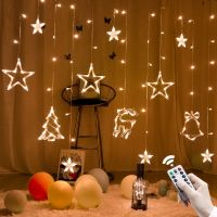 ZZOOI Christmas Lights Decorations Led Star String Light Garland Fairy Lights Outdoor For Curtain New Year Home Holiday Wedding Decor