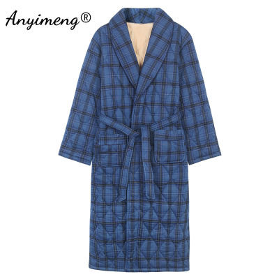 Mens Shawl Collar Robe 4XL Big Size Elegant Long Sleeve 3 Layer Airy Cotton Robes for Men Luxury Bathrobe Ins Fashion Sleepwear