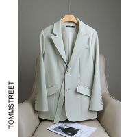 สีทึบ Single Breasted Blazer ผู้หญิงฤดูใบไม้ร่วง2022 Korean Edition Lapel Casual OL ธุรกิจสุภาพสตรีอย่างเป็นทางการ Blazer Coat