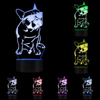 3D French Bulldog LED Night Light Pet Puppy Dog With Sunglass Decorative Lighting Home Decor Color Changing Table Visual Lamp