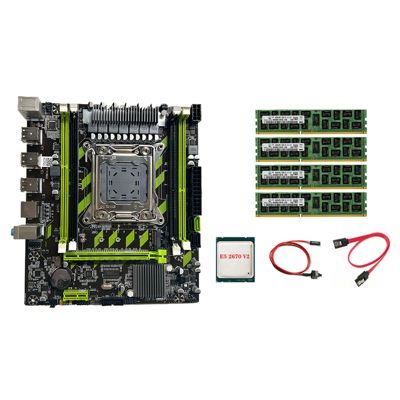 X79G LGA2011 Motherboard+E5 2670 V2 CPU+4X4G DDR3 RAM+Switch Cable+SATA Cable Support M.2 NVME PCIE X16 6XUSB2.0 SATA3.0