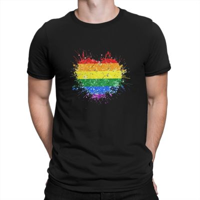 LGBTQ Gay Pride Man TShirt Rainbow Heart Individuality Polyester T Shirt Original Sweatshirts New Trend Size XS-4XL
