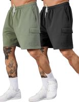 Floerns Mens 2 Pcs High Drawstring Waist Casual Track Shorts with Pocket