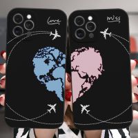 iPhone 13 12 14 XS XR 14Plus Planes Map Couple Silicone Cover