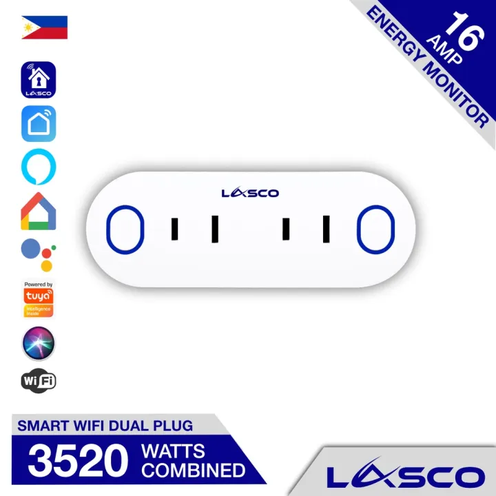 Lasco Double Dual Smart Wifi Plug Watts Combined Lazada Ph