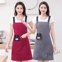 【hot sale】❐ D13 Ready Stock Home apron men and women kitchen cooking apron cute cotton soft breathable apron coffee shop restaurant work striped apron