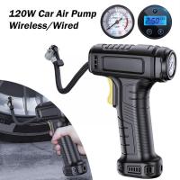 120W Car Air Pump Wireless/Wired Tire Inflatable Pump Portable Car Air Compressor Electric Car Tire Inflator For Car Bicycl X9H3 Air Compressors  Infl