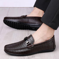 High-EndSet ของเท้าผู้ชาย Peas รองเท้า Loafers Breathable สบาย Mens รองเท้าหนังนิ่มของแท้ธุรกิจรองเท้าหนังลำลอง