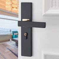 Door locks aluminum alloy Continental bedroom minimalist Interior door handle cylinder lock silent security door lock household Door Hardware Locks