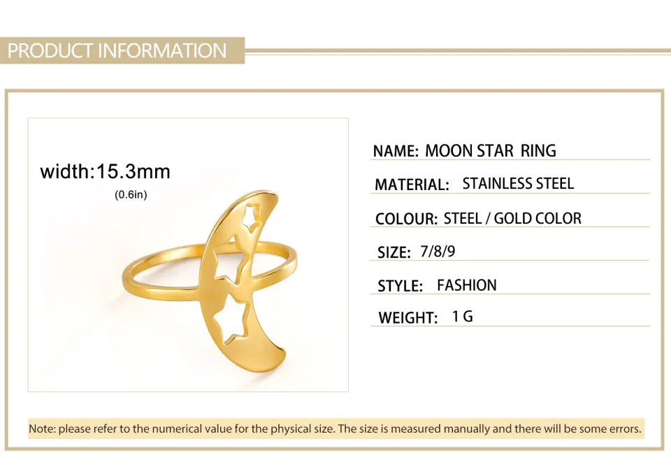 Skyrim Boho Moon Star Ring Women Matte Gold Color Stainless Steel Band Rings  Jewelry Valentine Gift for Lover Friends New In - AliExpress