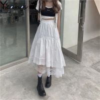 【CC】 Gothic Stitching Irregular Pleated Skirt Waist Korean Hip Hop Streetwear