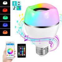 [HOT QQZIWWUJJWG 104] สมาร์ท E27บลูทูธ RGB หลอดไฟ LED โคมไฟ LED เพลงเล่นหรี่แสงได้ไร้สายหลอดไฟในร่มตกแต่งบ้านแสงโคมไฟ