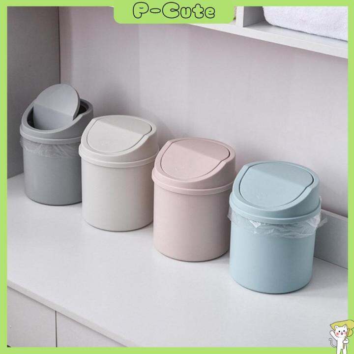 PCUTE Bedroom Clean with Cover Storage Box Mini Desktop Bin Garbage