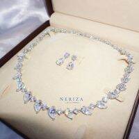 Neriza Jewelry/สร้อยคอเพชรเกรดท๊อปงานจิวเวลรี่ประกายไฟเทียบเท่าเพชรแท้ จัดส่งฟรีพร้อมกล่อง NSW075