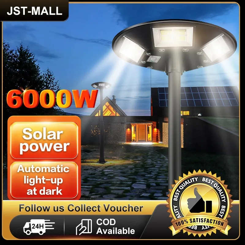 Free Warranty】6000W Lampu Solar Light Outdoor lighting UFO IP 67 Solar  Spotlight Remote Control Solar LED Street Light Lazada