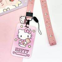 Sanrio เคส Sampul Kartu ลายการ์ตูน,เคสวิทยาเขตนักเรียนช่องใส่บัตรแบบพีวีซีลายการ์ตูนฮัลโหลคิตตี้มีสายคล้องคอกระเป๋าใส่บัตรของขวัญ