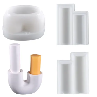 DIY Candlestick Silicone Mould U Shape Candle Holder Resin Mold Round Candle Silicon Molds Home Decor Gypsum Vase Mold