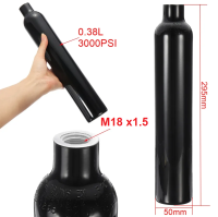 0.38L M18 x1.5 ถังอลูมิเนียม Air Cyclinder ขวด 3000 PSI สำหรับ Paintball PCP สีดำ  ถังสลิมคอถัง  เกลียว M18 (สินค้ามีสต๊อก อยู่ไทยพร้อมส่ง)