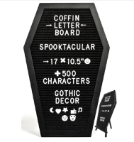 Gothic Decorative Message Board Scary Gift Creepy Gift Black Felt Coffin Shaped Letter Board Coffin Message Board Felt Message Board