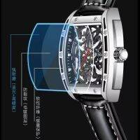 New authentic man mechanical watch waterproof barrel type hollow out belt male table personality social small male mechanical watch --nb230711♀