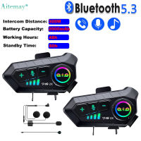 Aitemay หูฟังสเตอริโอไร้สายสำหรับหมวกกันน็อค Bluetooth5.3เฮดเซ็ตอินเตอร์คอม YP10 2X กันน้ำได้300เมตรหูฟังลำโพงแบบ Intercomunicador