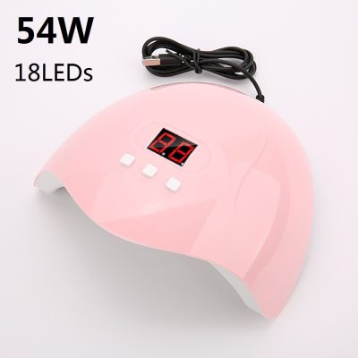 54W 18 LED Lights Dryer UV Light for Gel Nails Ultraviolet Lamp Lamps Manicure Nail Tools Professional Material Dry Heat Machine Rechargeable Flashlig
