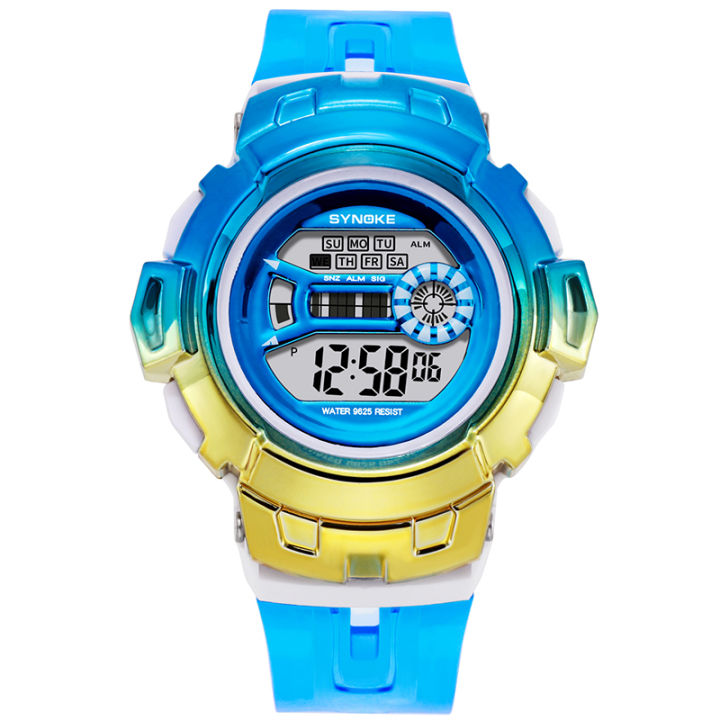 synoke-fashion-girls-women-watches-led-digital-wristwatch-electroplated-case-transparent-strap-colorful-wristwatch-reloj-mujer