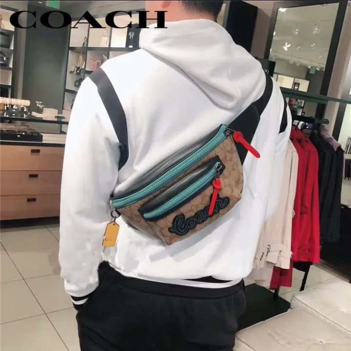 Coach waist bag men casual crossbody bag chest bag large capacity classic  LOGO back hollow breathable mesh in stock | Lazada PH