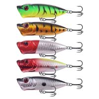 【hot】☋ 5pcs Fishing Set Mixing Colors Hard Bait Artificial Topwater Bass Trout Wobbler Tackle with 2 Treble Hooks