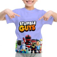 Cartoon Game Stumble Guys T-shirt Kids O-neck Tops Tees Summer Casual Tshirt Girls Boys Stumble Guys T Shirt Childrens Clothing