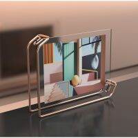 A4 6 Inch Metal Acrylic Photo Frame Double-Sided Display Horizontal Deck Decor Dropship