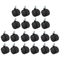 Plastic Swivel Caster 8mm Screw Stem 1.5-Inch Dia Wheel 20 Pcs Black