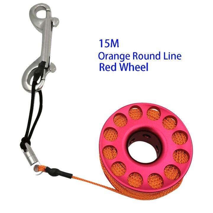 Dérouleur (spool) De Plongée Sous-marine En Alliage D'aluminium - 15m De Ligne, Mousqueton, Couleur Violette