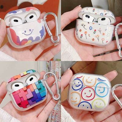 เคสใส ลายการ์ตูนหน้ายิ้ม สําหรับ AirPods 1 2 3 Gen 2nd 3rd