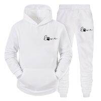 New Product Spring Autumn Couple Hoodies+Sweatpants 2Pcs Suit Love Cat Claw Printing Fashion Casual Women Men Set Unisex Tracksuit Plus Size