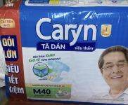 Tặng kèm khăn tắm Caryn -Tã dán Caryn M40 Siêu thấm Đệm thấm xanh bảo vệ