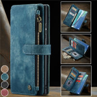 Flip Leather Wallet Phone Case For Samsung Galaxy S21 Ultra S20 FE S10 S9 S8 Note 20 10 Plus Zipper Purse Card Cover Coque Etui