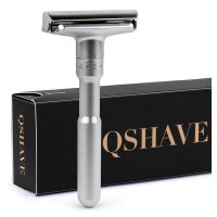 QSHAVE มีดโกนนิรภัยแบบปรับได้ขอบคู่ผู้ชายคลาสสิกโกนหนวดอ่อนๆให้เครื่องโกนกำจัดขนไฟล์1-6ใบมีด5ใบมีด