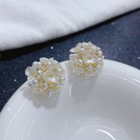 Korean Romantic Hydrangea Pearl Zircon Clip on Earrings for Woman Non Pierced Fashion Ear Clips Party Girl 39;s Lady Jewelry Gift