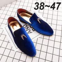 HOT11★Luxury หนังนิ่มหนังผู้ชายขับรถลำลองนักออกแบบรองเท้าสีดำรองเท้า Loafers แฟลตรองเท้าแตะรองเท้าแตะเกาหลีชายรองเท้าผู้ชายรองเท้าผ้าใบ