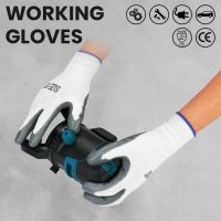 12 Pairs Gloves Anti-slip Nitrile Grip Breathable Elastic Construction Garden Farming Safety Glovesoves