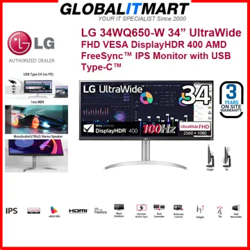 LG 34WQ500-B 34” UltraWide FHD VESA DisplayHDR 400 IPS 100Hhz Monitor with  AMD FreeSync 