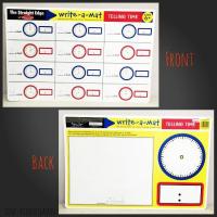 แผ่นเรียนรู้ Write-A-Mat Learning Mat Telling Time &amp; Clock (ใช้กับสีเทียนชนิดที่ลบได้) ✅ ยี่ห้อ MELISSA &amp; DOUG✅