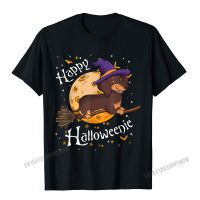 Happy Halloweenie Dachshund Dog Halloween Witch Wiener Broom T-Shirt Camisas Men Men T Shirts Normal Tops Shirt New Camisa