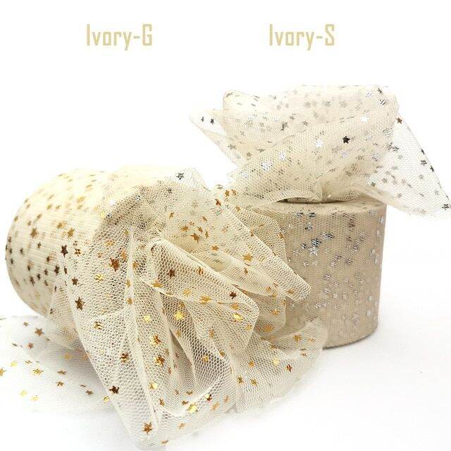 25Yards 6cm Star Tulle Confetti Glitter Mesh Baking Cake Topper Tutu