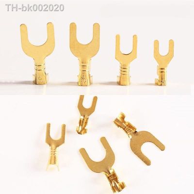 ✼卍✈ 50Pcs M3 M4 M5 M6 Brass Fork Spade U-Type Non-Insulated Wire Connector Electrical Crimp Ground Terminal 0.5-2.5mm