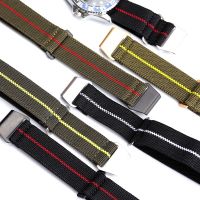 ★New★ นำเข้า MN Paratrooper Parachute Elastic Strap 20MM 21MM 22MM Black Green NATO Woven Nylon Mens Watch Strap